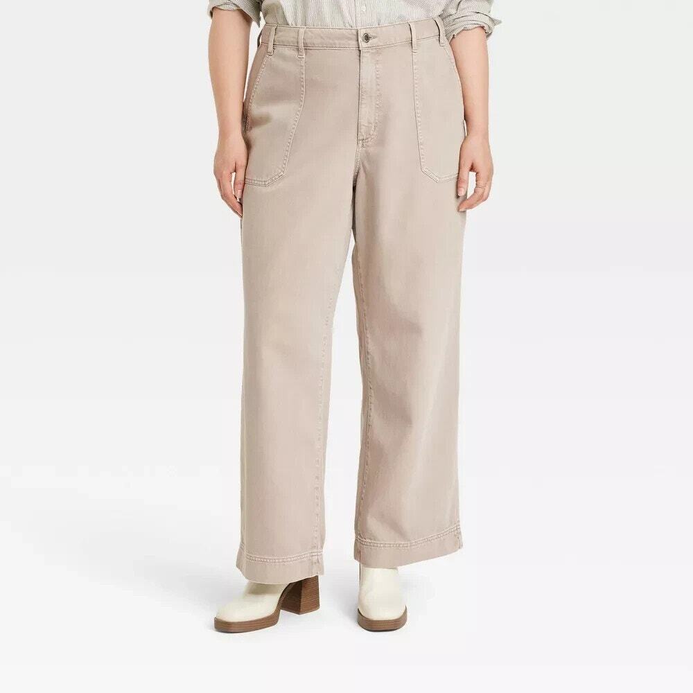 Universal Thread Beige Wide Leg Khaki Jeans Women’s 16 NEW